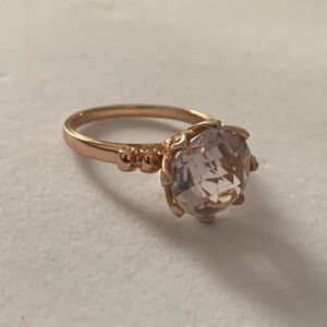 925 Sterling Silver Rose Gold Colour Statement Cocktail Ring with Purple Gem